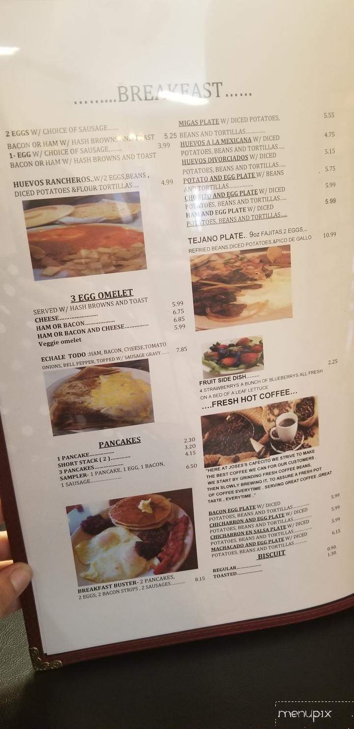 Jose's Cafecito Restaurant - Weslaco, TX menu_pic