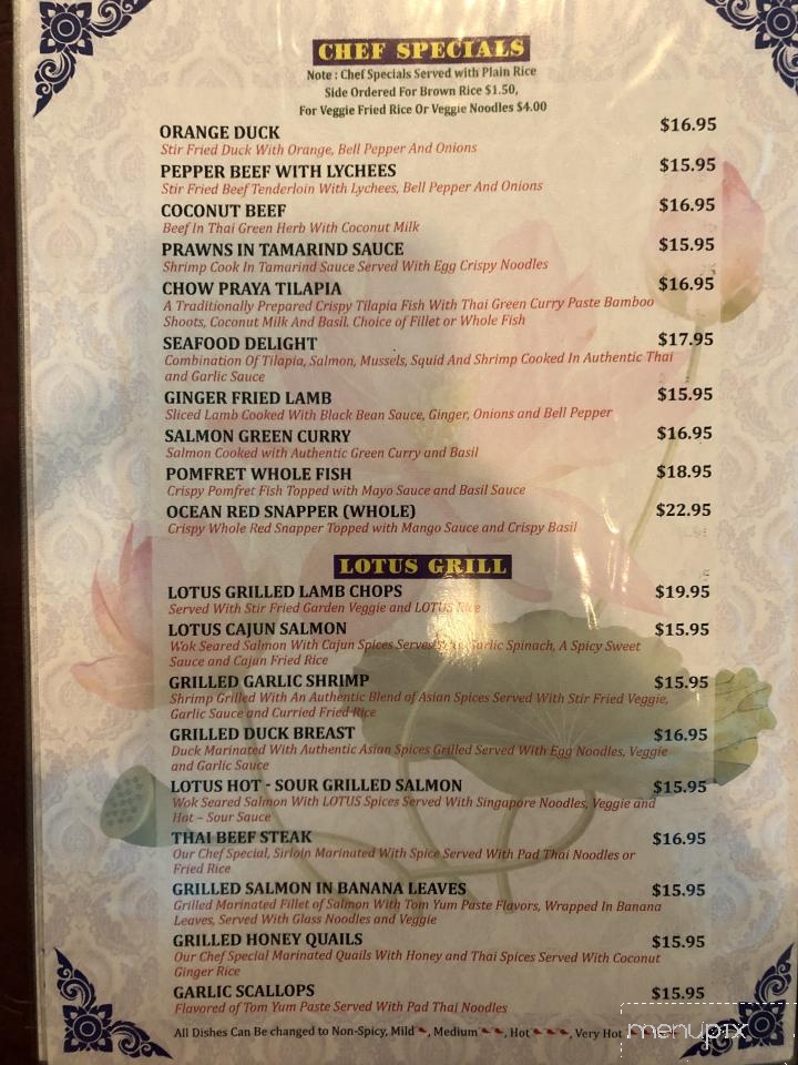 Thai Lotus Thai Cuisine - North Brunswick Township, NJ menu_pic