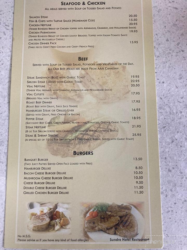 Sundre Hotel Restaurant - Sundre, AB menu_pic