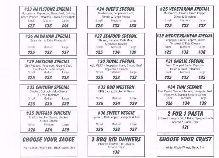 Haylstonz Pizza & Sushi - Powell River, BC menu_pic