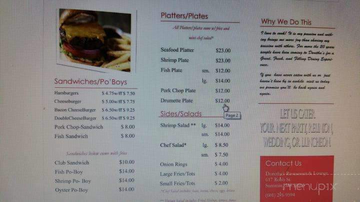 Doretha's - Summit, MS menu_pic