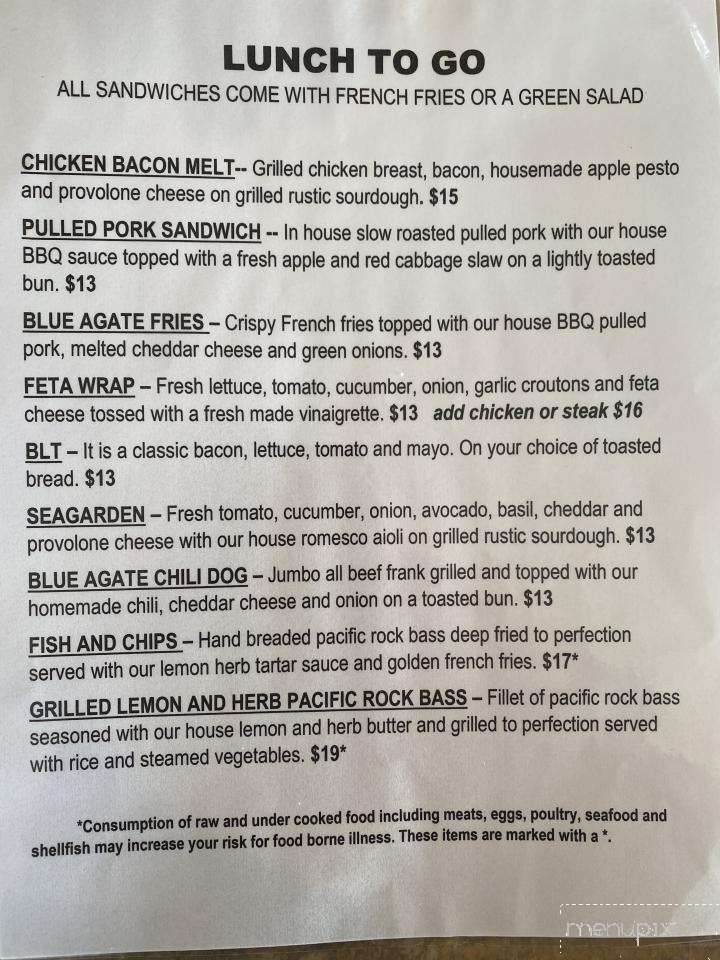 Blue Agate Cafe - Oceanside, OR menu_pic