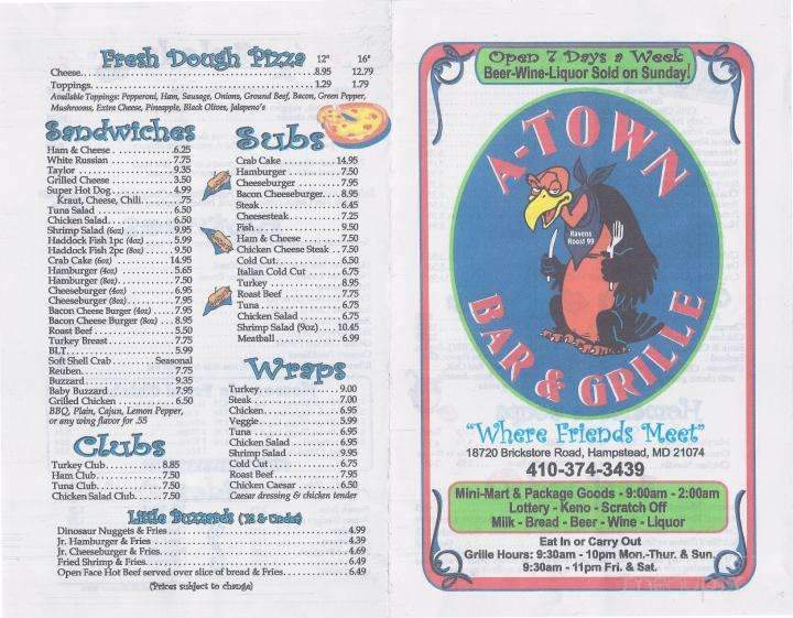 A Town Bar & Grille - Hampstead, MD menu_pic