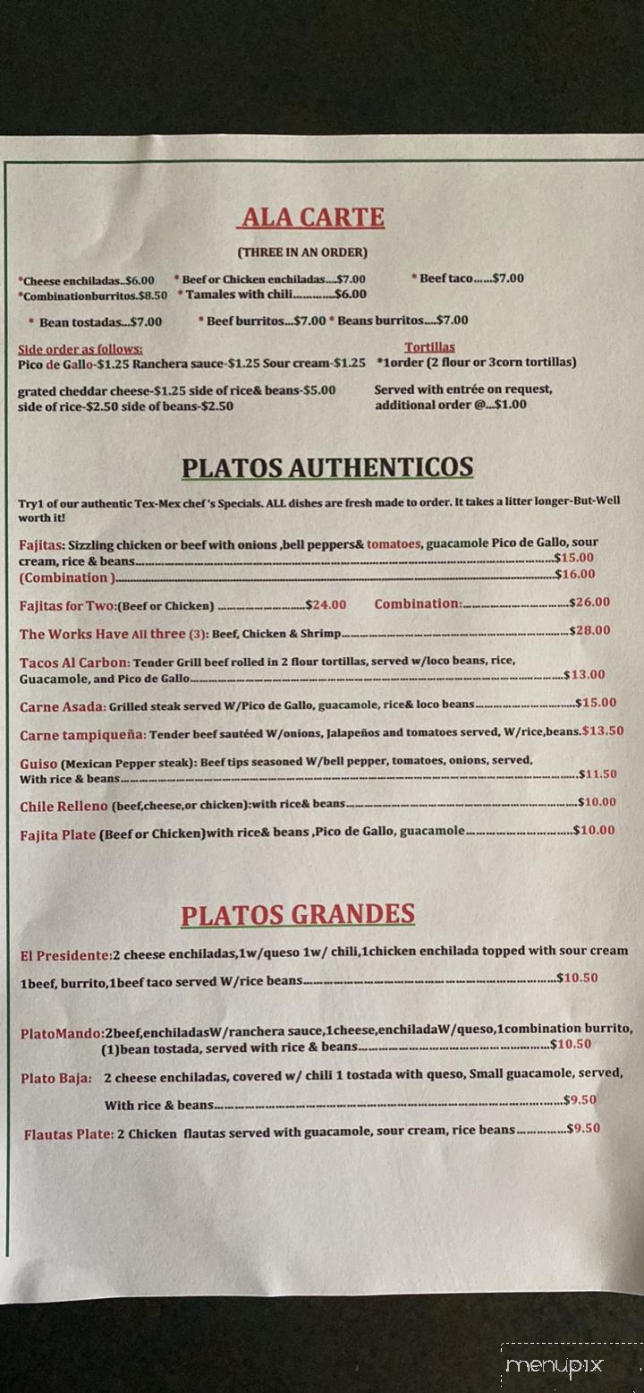 Plato Loco Restaurant - Red Oak, TX menu_pic