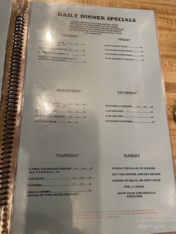 Mike's Inland Seafood - Boone, NC menu_pic