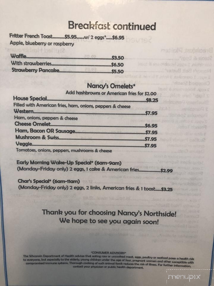 Nancy's Northside Family Rest - Rice Lake, WI menu_pic