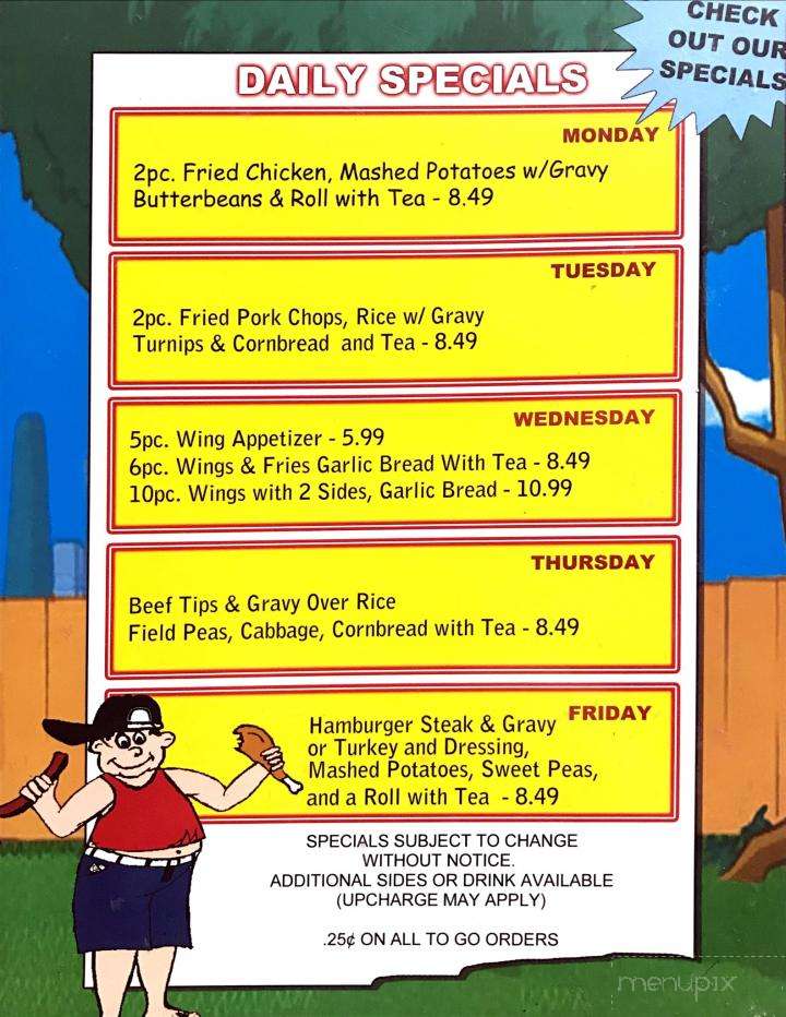 Fat Boy's Backyard BBQ & More - Sylvester, GA menu_pic