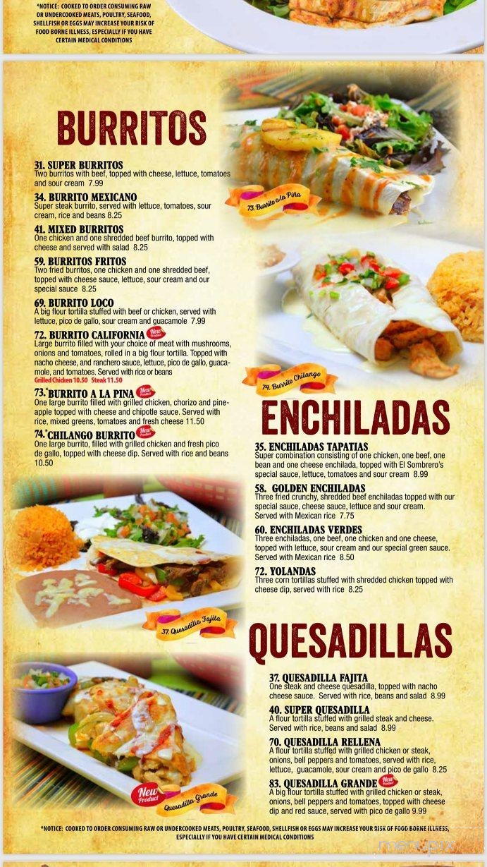 El Sombrero Mexican Restaurant - Mccomb, MS menu_pic