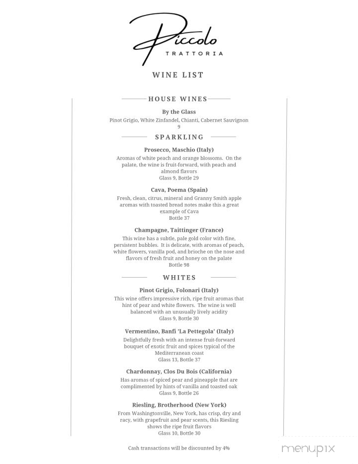 Piccolo Trattoria - Catskill, NY menu_pic