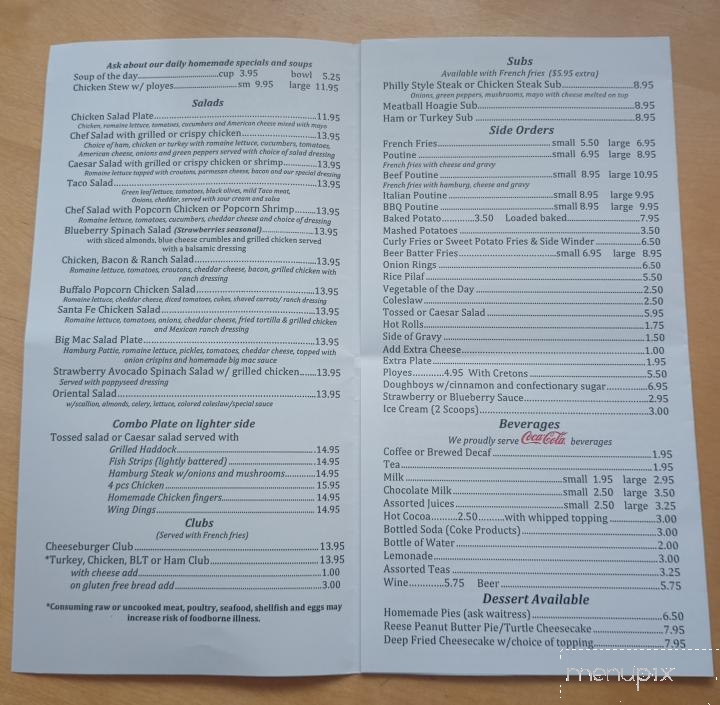 Chez Helen's - Madawaska, ME menu_pic