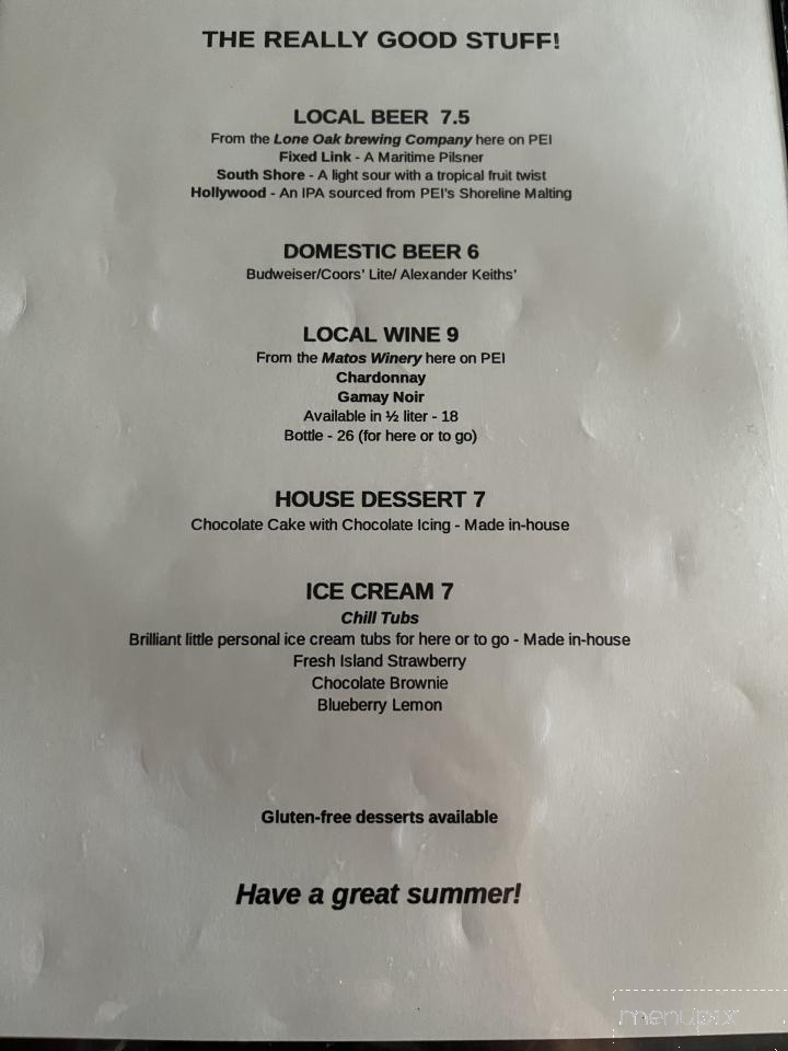 Red Rooster Restaurant - Crapaud, PE menu_pic