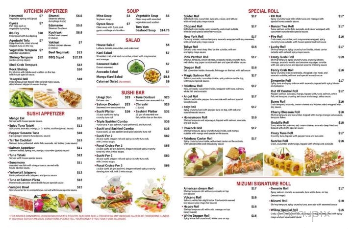 Mizumi Sushi & Ramen - Willow Grove, PA menu_pic