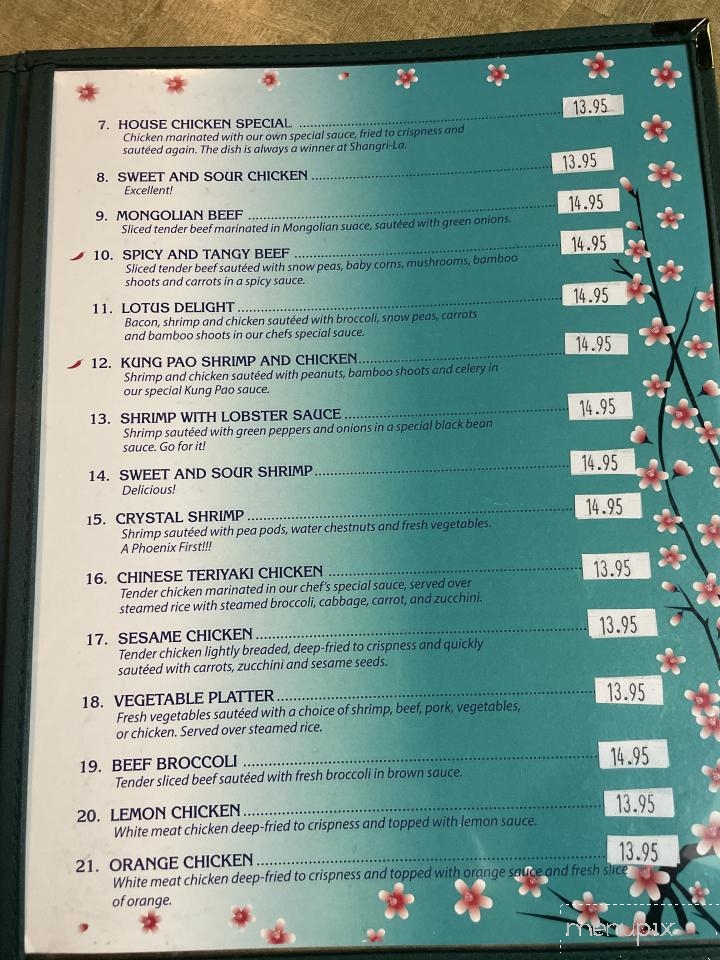 Shangri-La Chinese Restaurant - Phoenix, AZ menu_pic