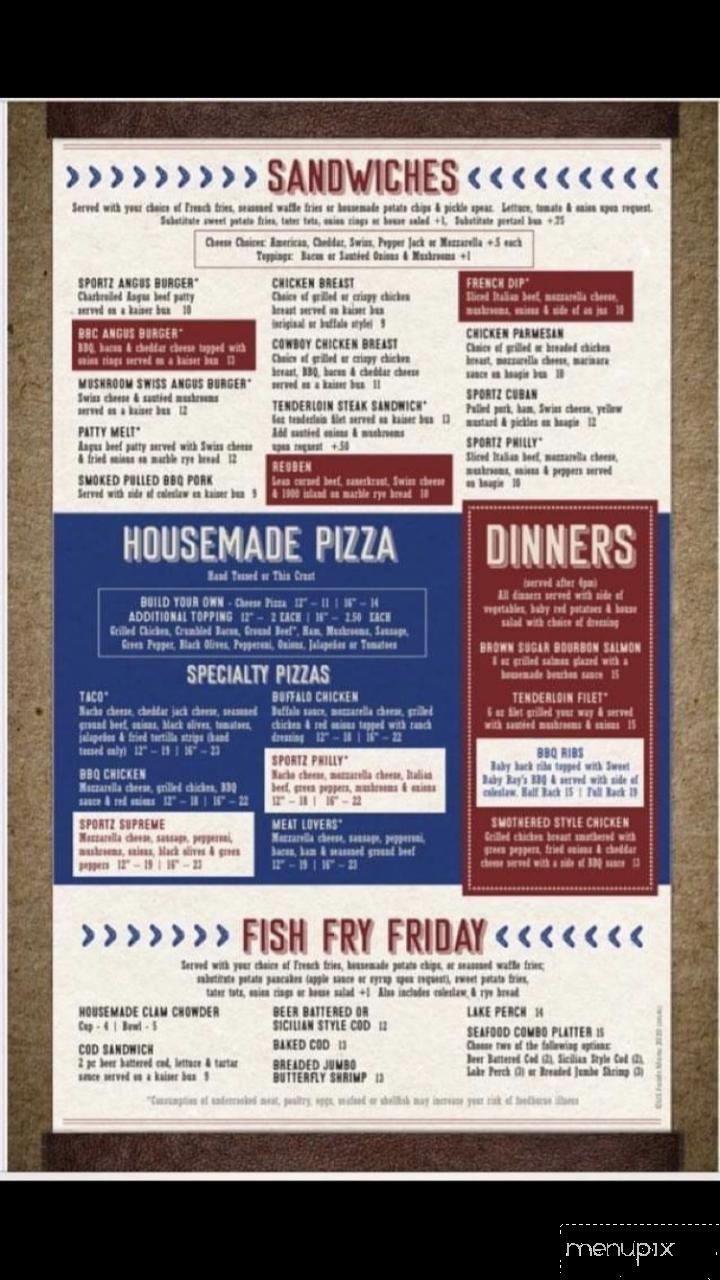 Sportz Pub & Grill - Menomonee Falls, WI menu_pic