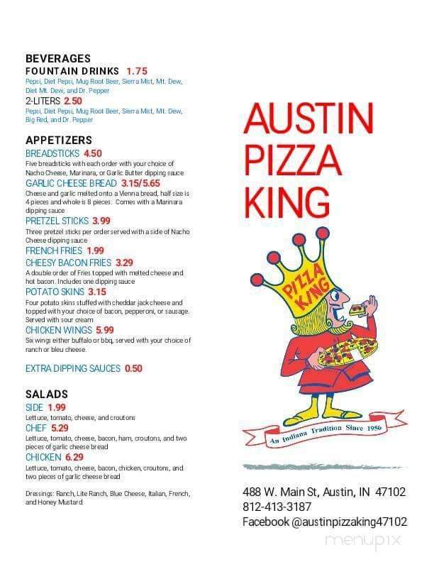 Austin Pizza King - Austin , IN menu_pic