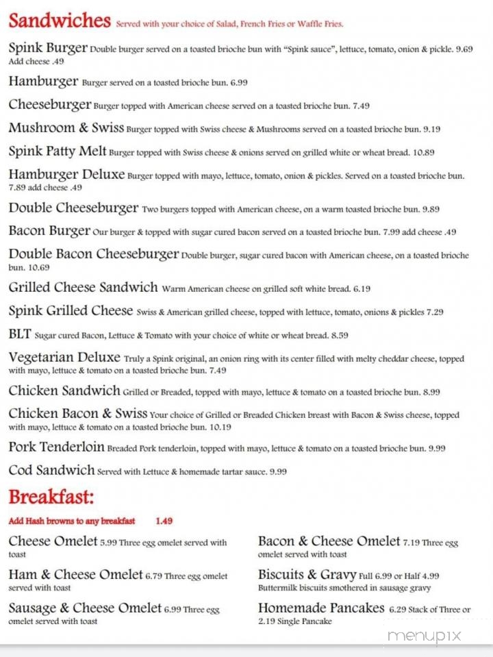 Spink Cafe - Elk Point, SD menu_pic