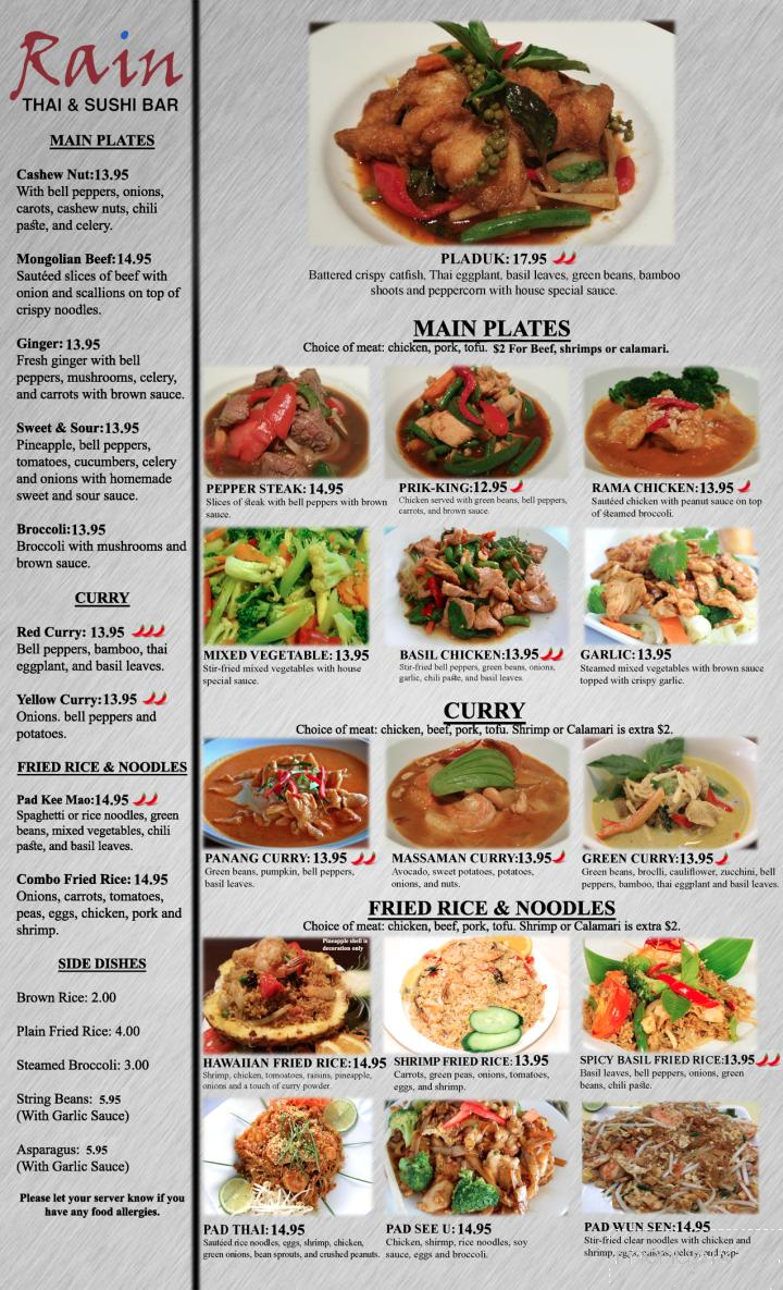 Rain Thai & Sushi Bar - Atlanta, GA menu_pic