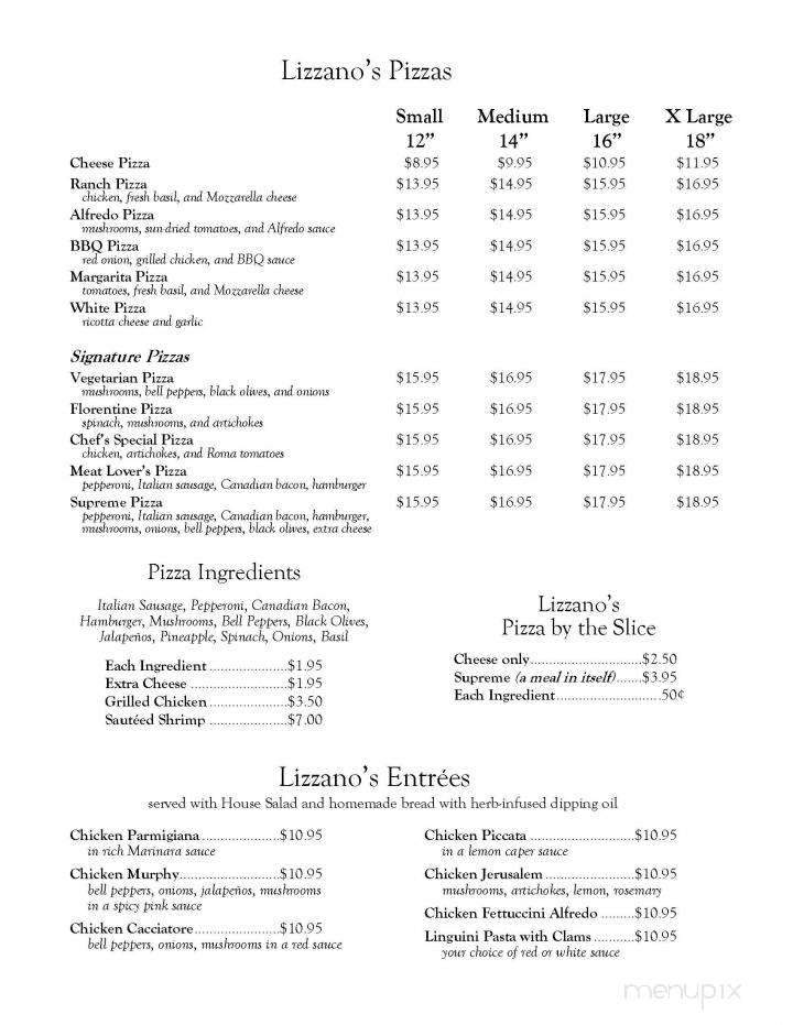 Lizzano's Pizza - Euless, TX menu_pic