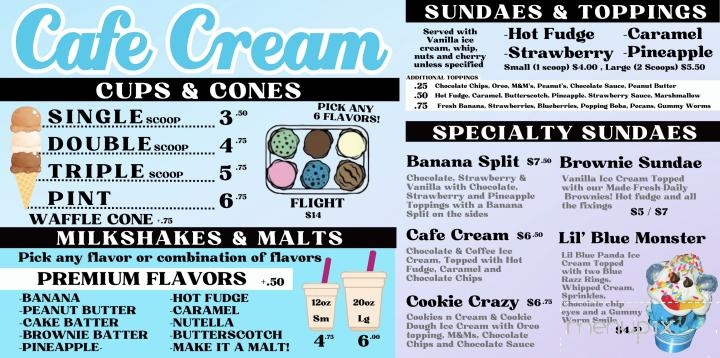 Cafe Cream - Maysville, KY menu_pic