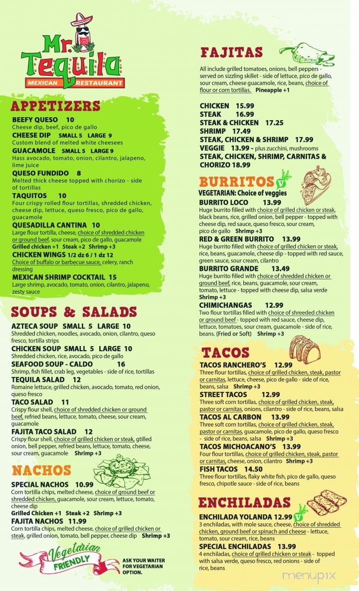 Mr. Tequila Authentic Mexican Restaurant - Sarasota, FL menu_pic