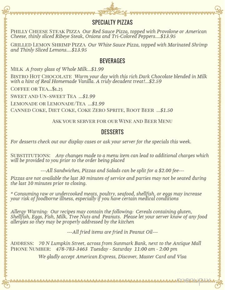 The Rustic Bistro and Bakery - Hawkinsville, GA menu_pic