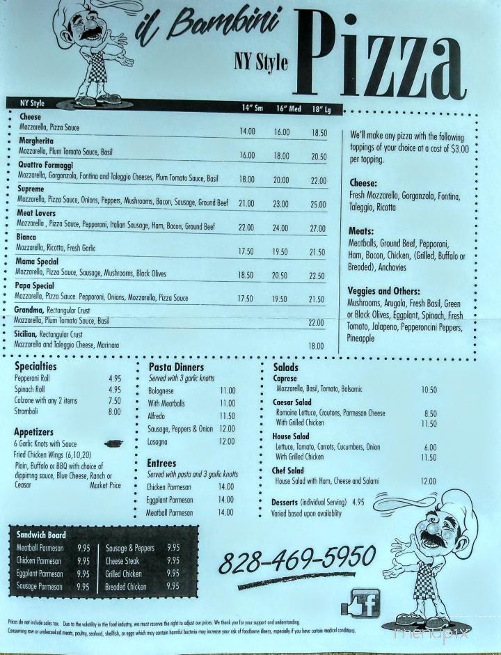 Il Bambini - Newton, NC menu_pic