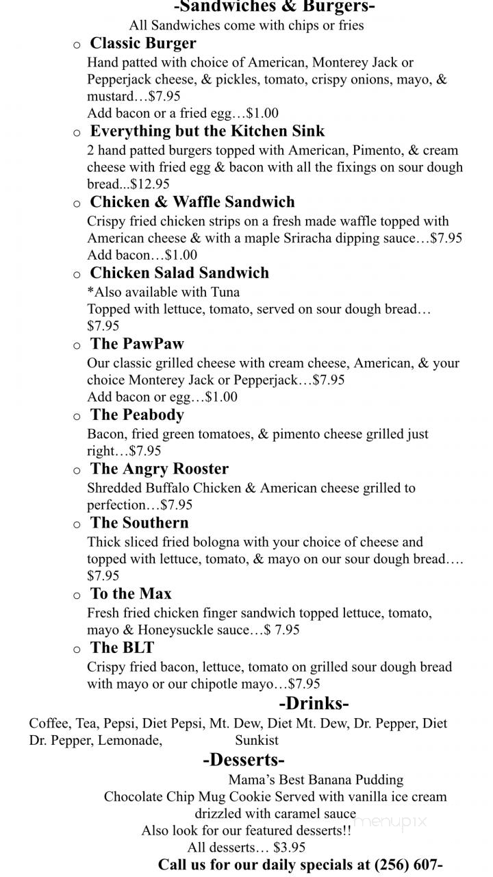 The Honeysuckle Cafe - Rogersville, AL menu_pic