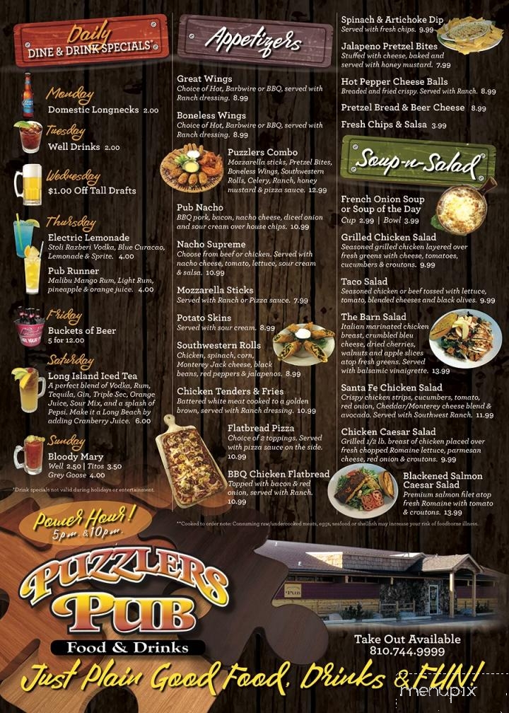 Puzzler's Pub - Burton, MI menu_pic