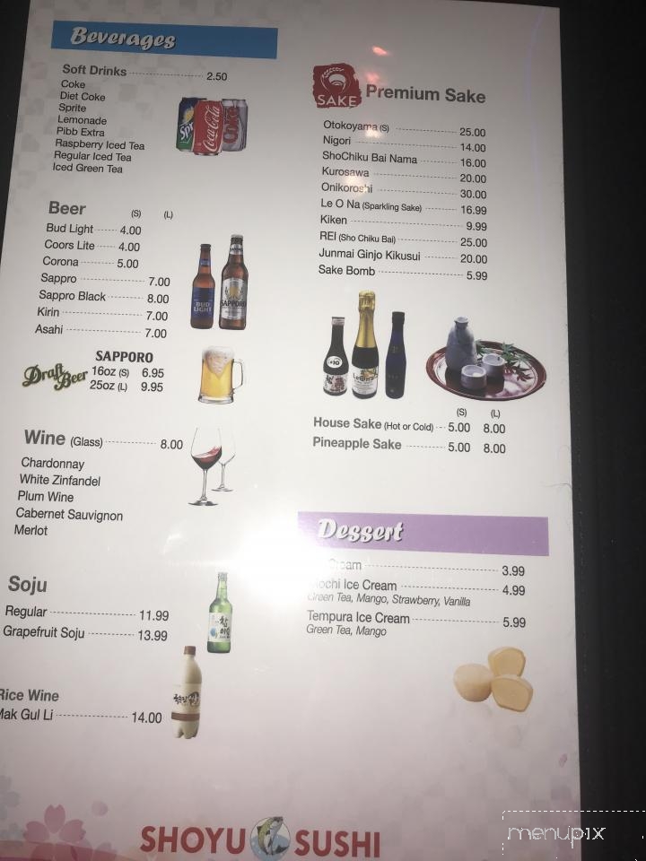 Shoyu Sushi - Bakersfield, CA menu_pic