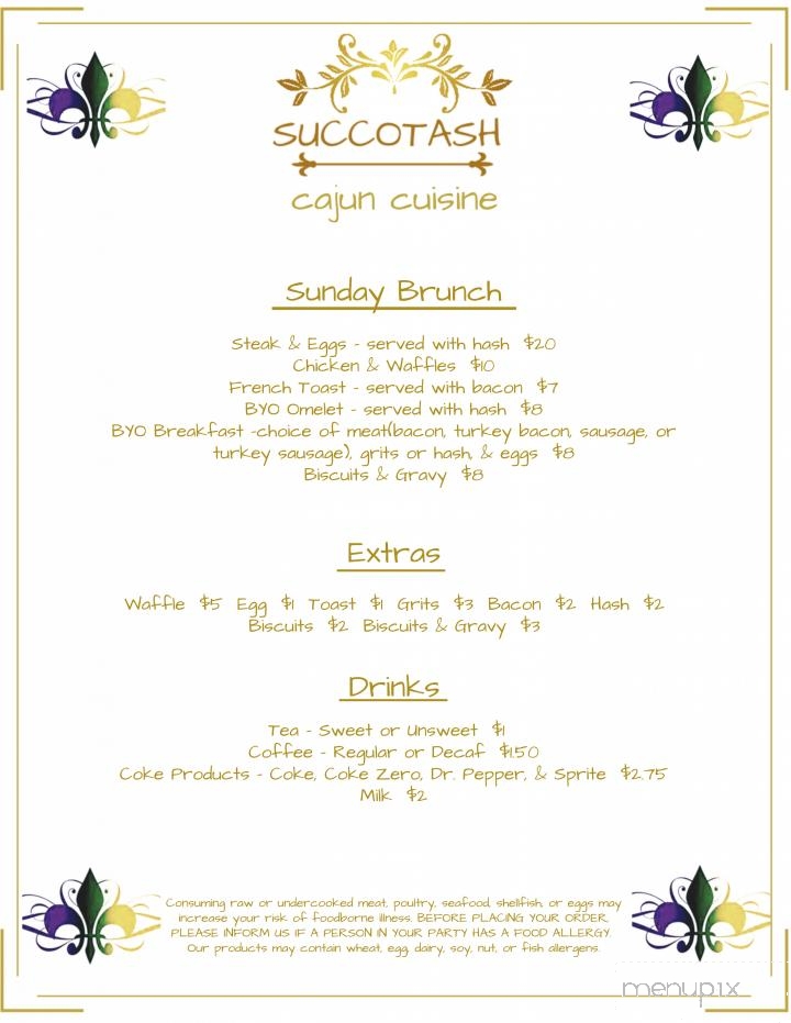 Succotash Cajun Cuisine - Guild, TN menu_pic