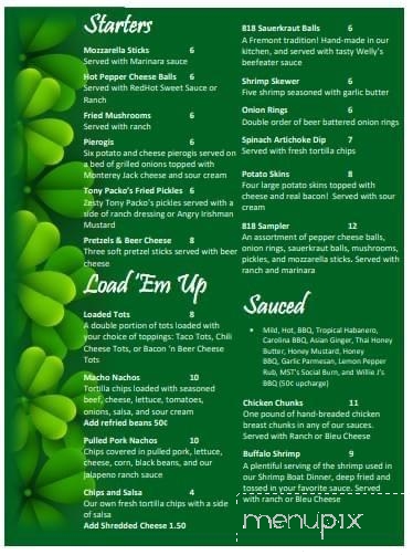 818 Club - Fremont, OH menu_pic
