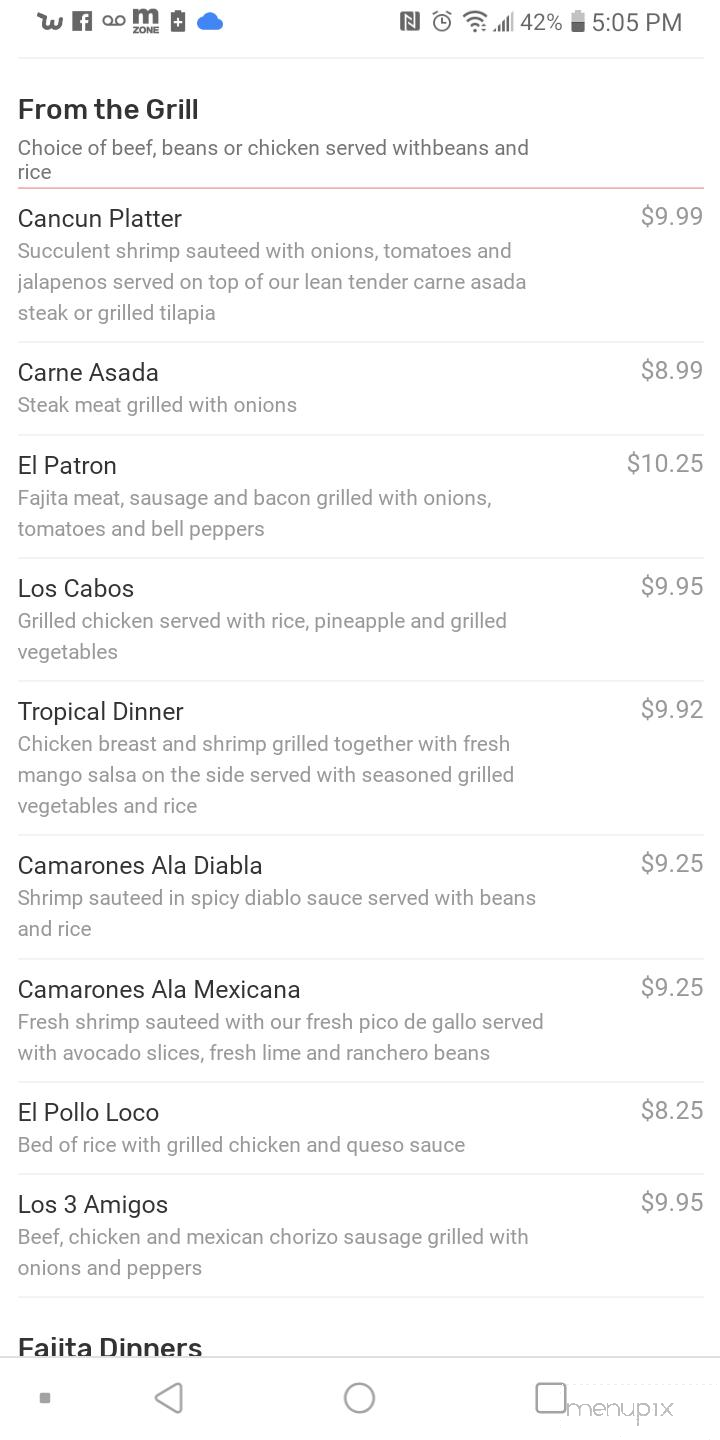 El Puerto 3 - Marion, VA menu_pic
