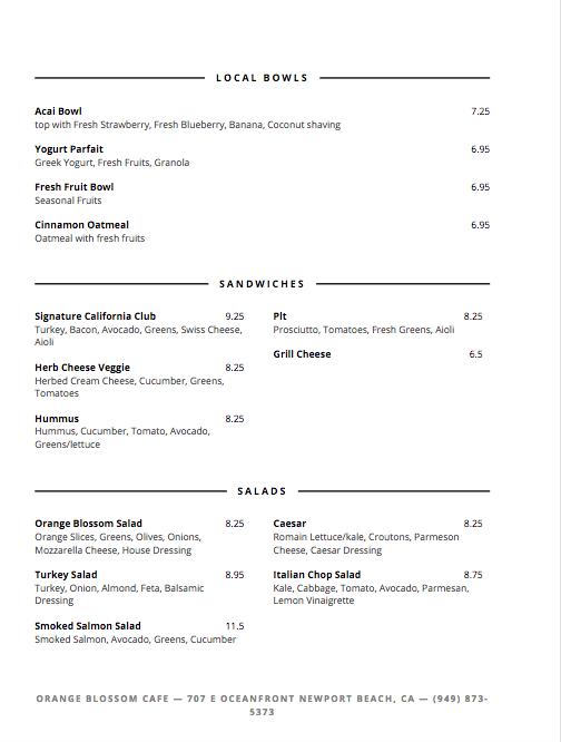 Orange Blossom Cafe - Newport Beach, CA menu_pic