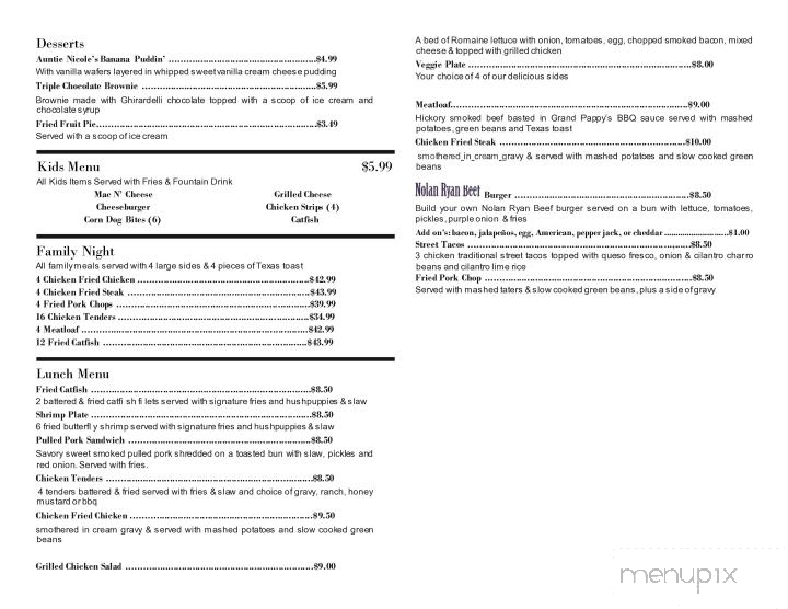 Campfire Grill Texas Kitchen - Watauga, TX menu_pic