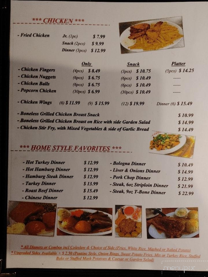 Paysan Restaurants - Saint Antoine-De-Kent, NB menu_pic