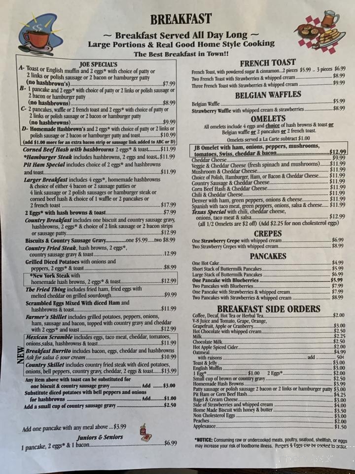 Joe Brown's Cafe - Vancouver, WA menu_pic