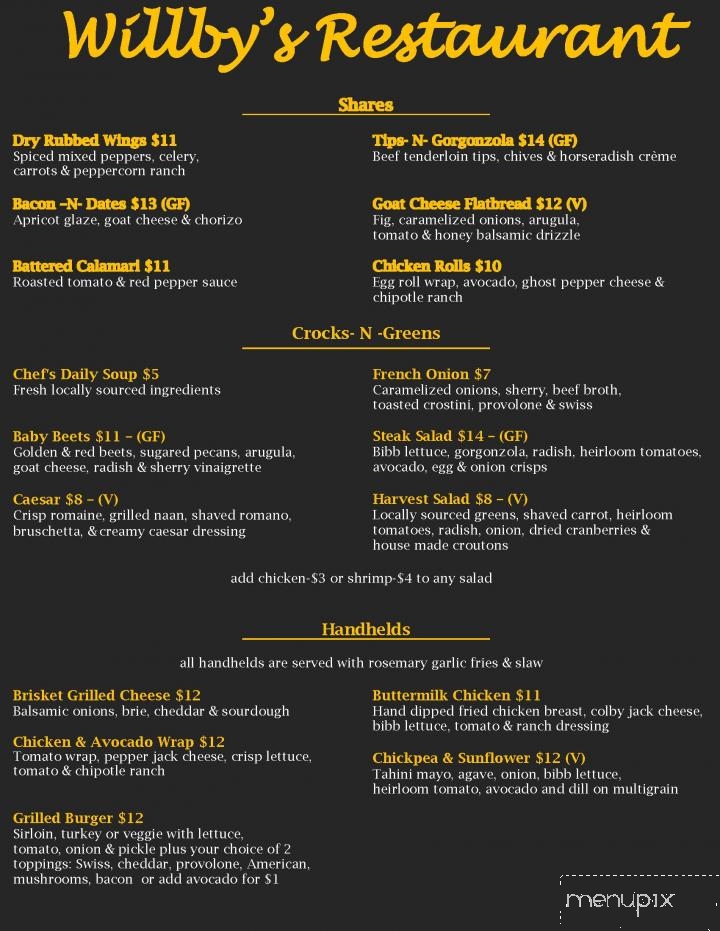 Willby's Restaurant & Lounge - Willowbrook, IL menu_pic