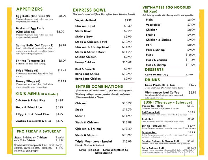 Snow's Asian Grill - Cochran, GA menu_pic