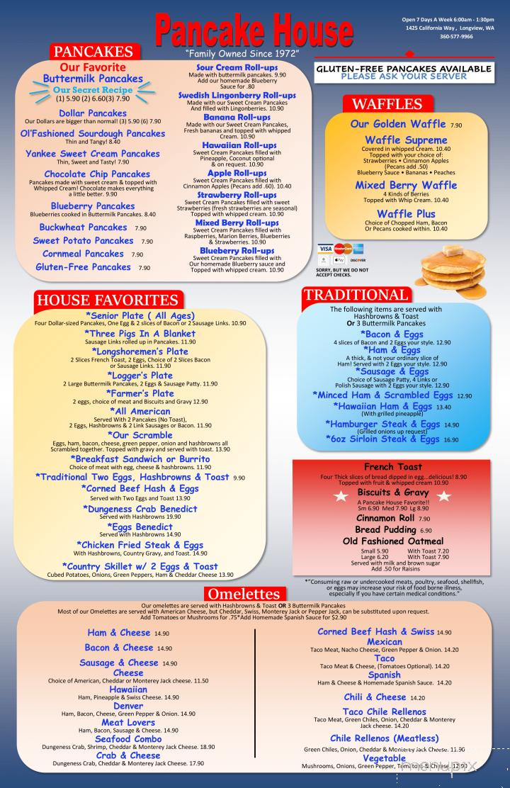 Pancake House - Longview, WA menu_pic