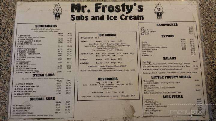 Mr Frosty's Subs & Ice Cream - Leland, NC menu_pic