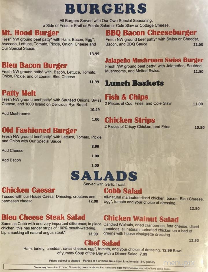 Sandy Family Restaurant - Sandy, OR menu_pic