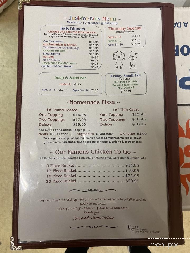 Bob & Laura's Supper Club - Pound, WI menu_pic