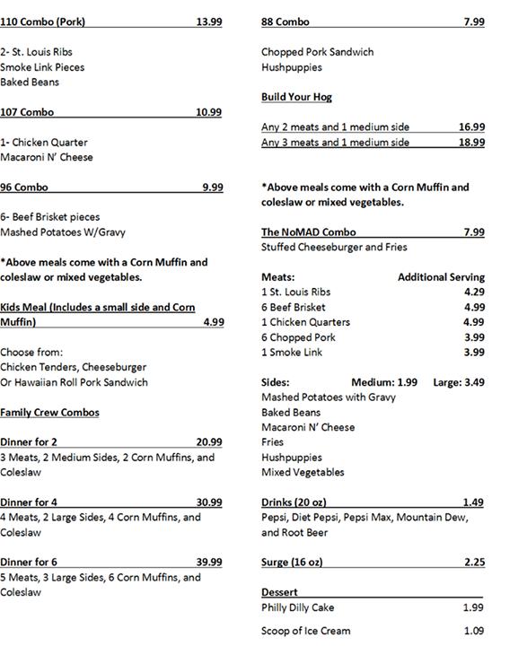 The Nomad BBQ Smokehouse - Magna, UT menu_pic