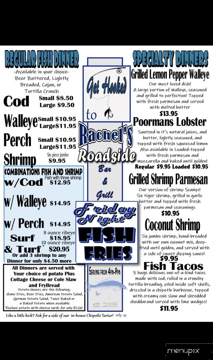 Rachel's Roadside Bar and Grill - Wittenberg, WI menu_pic