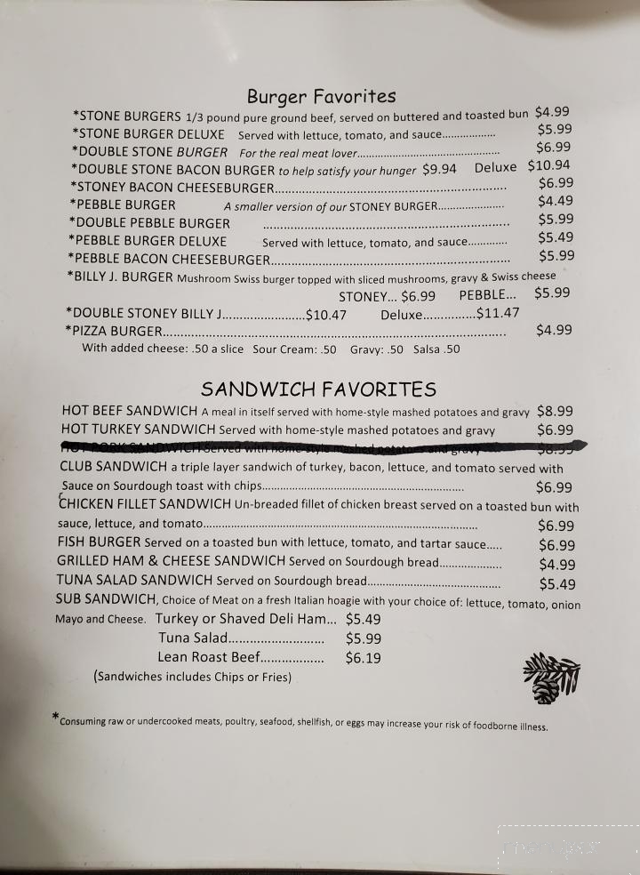 Stoney Ridge Inn - Goodman, WI menu_pic