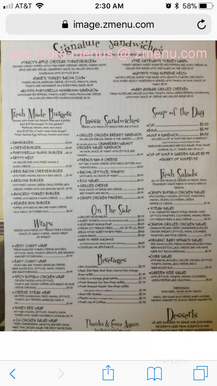 Kathy's Cafe - Hughesville, PA menu_pic