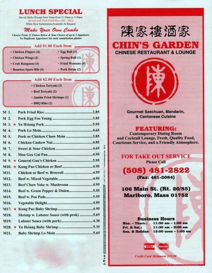 Chin's Garden Restaurant - Marlborough, MA