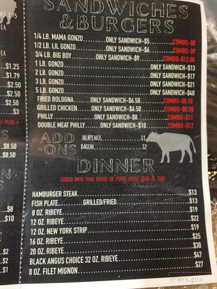 Gonzo's Grill - New Albany, MS menu_pic