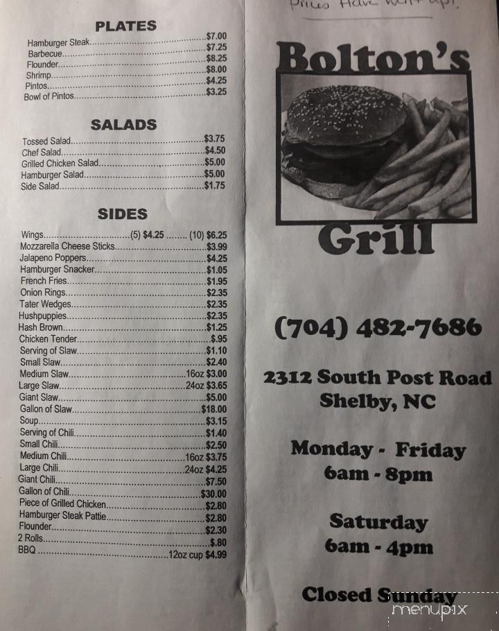 Bolton's Grill - Shelby, NC menu_pic