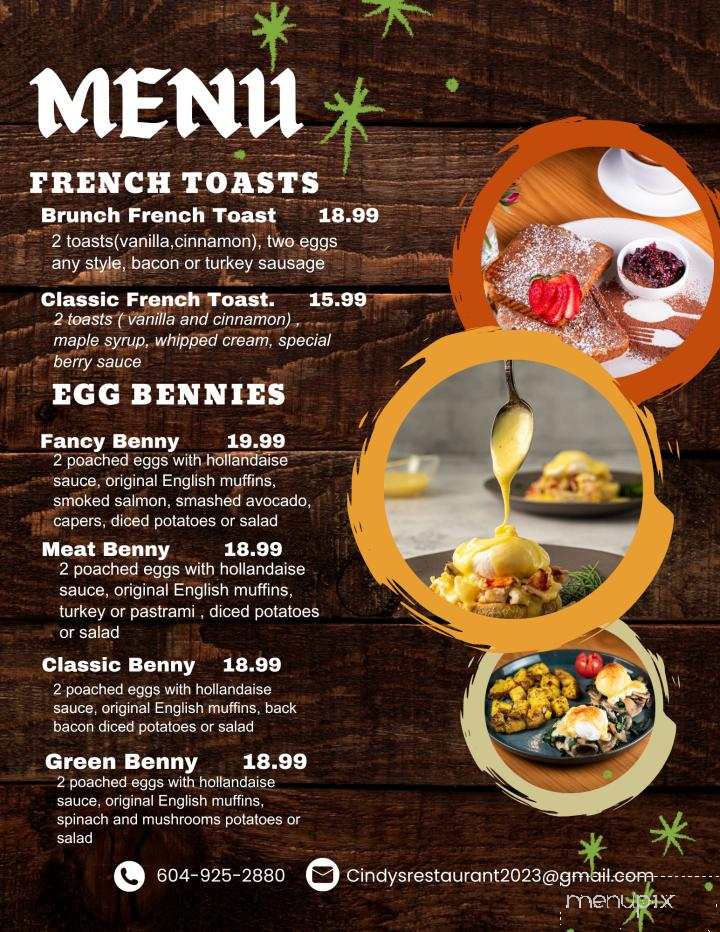 Cindy's - West Vancouver, BC menu_pic